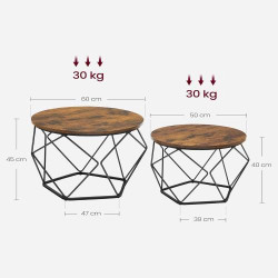 Lot de 2 Tables Basses Rondes VASAGLE, Style Industriel en situation