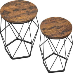 Présentation Lot de 2 Tables Basses Rondes VASAGLE, Style Industriel