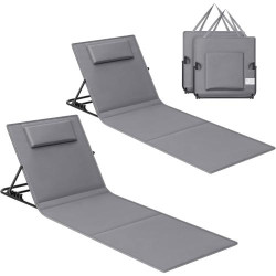 Présentation SONGMICS Chaise Longue Portable, Transat Bain Soleil Gris