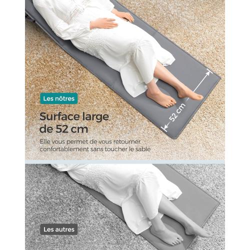 Présentation de Zoom sur SONGMICS Chaise Longue Portable, Transat Bain Soleil Gris