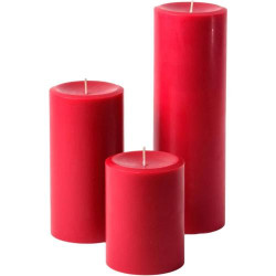 Présentation Mister Candle Bougies Pilier Non Parfumées Lot 3 Rouge