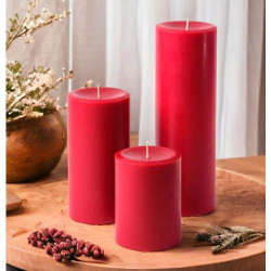 Mister Candle Bougies Pilier Non Parfumées Lot 3 Rouge en situation