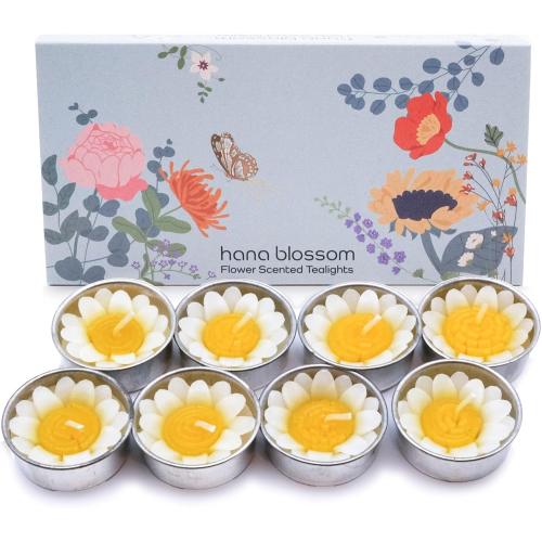 Présentation de Présentation Bougies parfumées fleurs, coffret cadeau, Hana Blossom