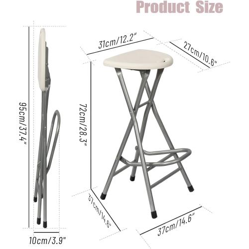 Présentation de Zoom sur Tabourets pliants adultes, tabouret bar plastique blanc